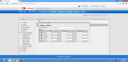 iProtect Controller Setup  Masters Update Time Zone